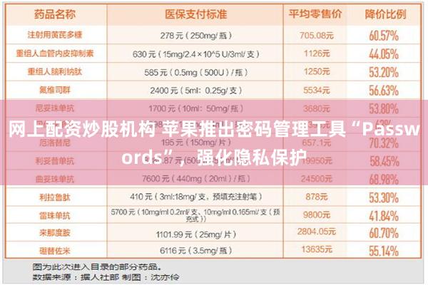 网上配资炒股机构 苹果推出密码管理工具“Passwords”，强化隐私保护