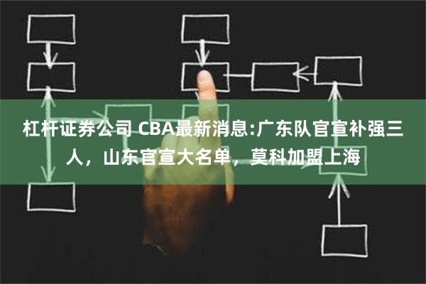 杠杆证券公司 CBA最新消息:广东队官宣补强三人，山东官宣大名单，莫科加盟上海